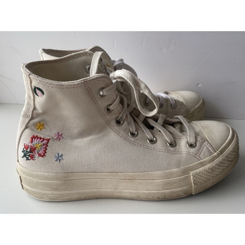 Converse Chuck Taylor All Star Lift Platform Sz 7.5‎ Embroidered Floral Ltd Ed